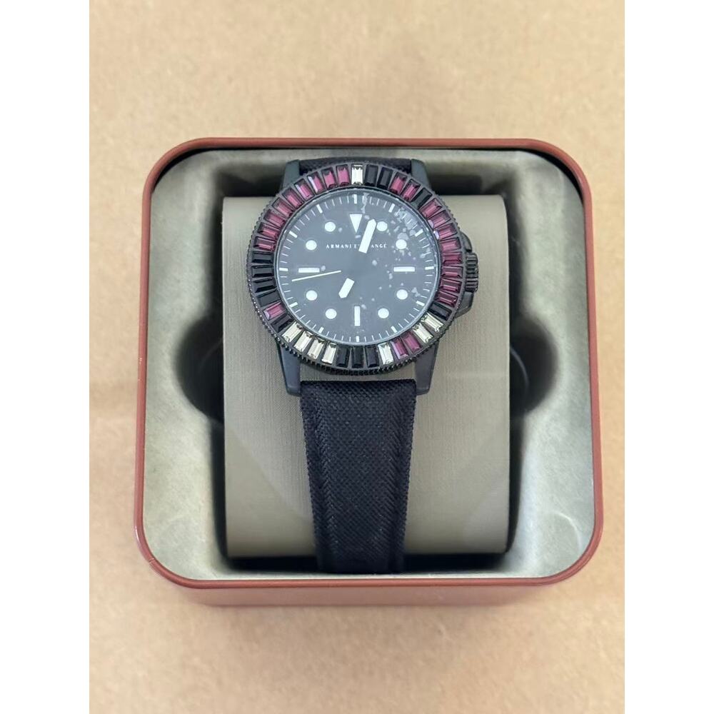 Exchange Armani AX1857 Men's Watch With Black Dial Fibers Belt With Black